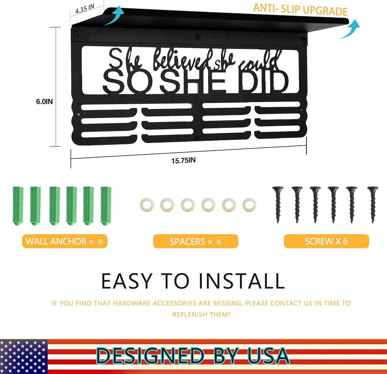 Personalized Medal Display Rack - Custom Metal Hanger for 70+ Awards | Easy Installation for Sports Recognition