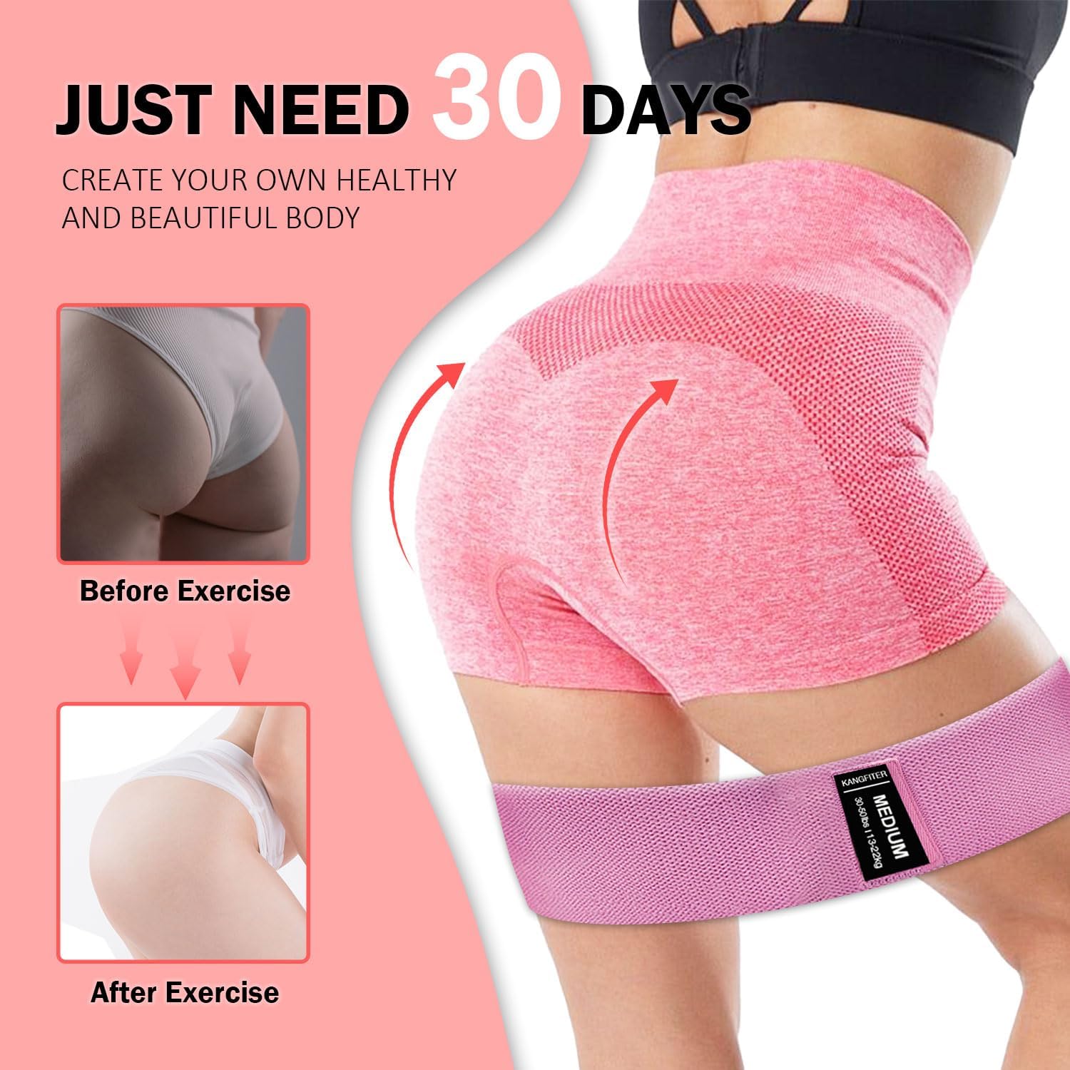 Skiennix Resistance Bands - Non-Slip Fabric Booty Bands with Door Anchor for Home Workouts | Versatile for Yoga & Pilates
