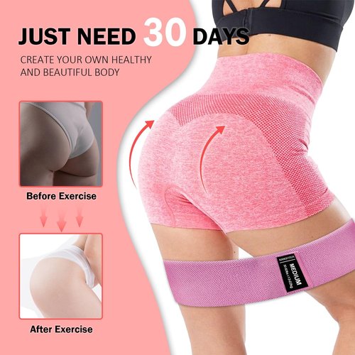 KANGFITER Resistance Bands - Non-Slip Fabric Booty Bands with Door Anchor for Home Workouts | Versatile for Yoga & Pilates