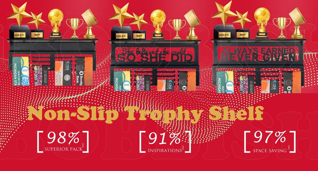 Sports Marathon Medal Display Hanger - Wall-Mounted Holder for Over 40 Medals | Matt Black Finish