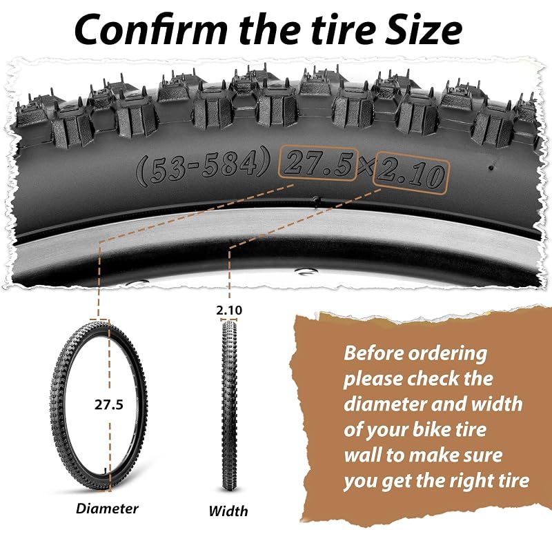 27.5x2.1 Inch MTB Tire Set 2 Pack with Tubes & Levers – Complete Replacement Kit