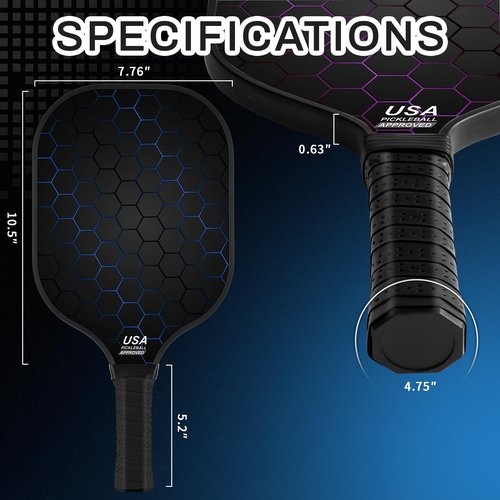 Jobunai 99.9% T300 Carbon Fiber Pickleball Paddles 2 Pack Lightweight Pickle Ball Paddle Indoor Outdoor Game Equipment Gear Beginners Intermediate Pro Sport Accessories Gift Ideas for Adults