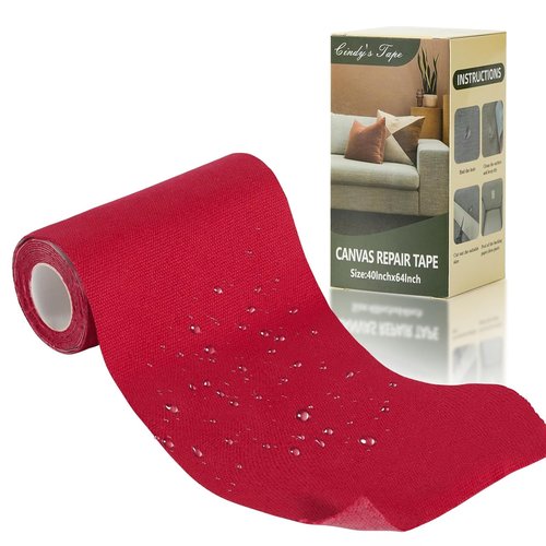 Linen Canvas Repair Tape - Waterproof Self-Adhesive Patch for Outdoor Gear | 4x63 Inches, Red