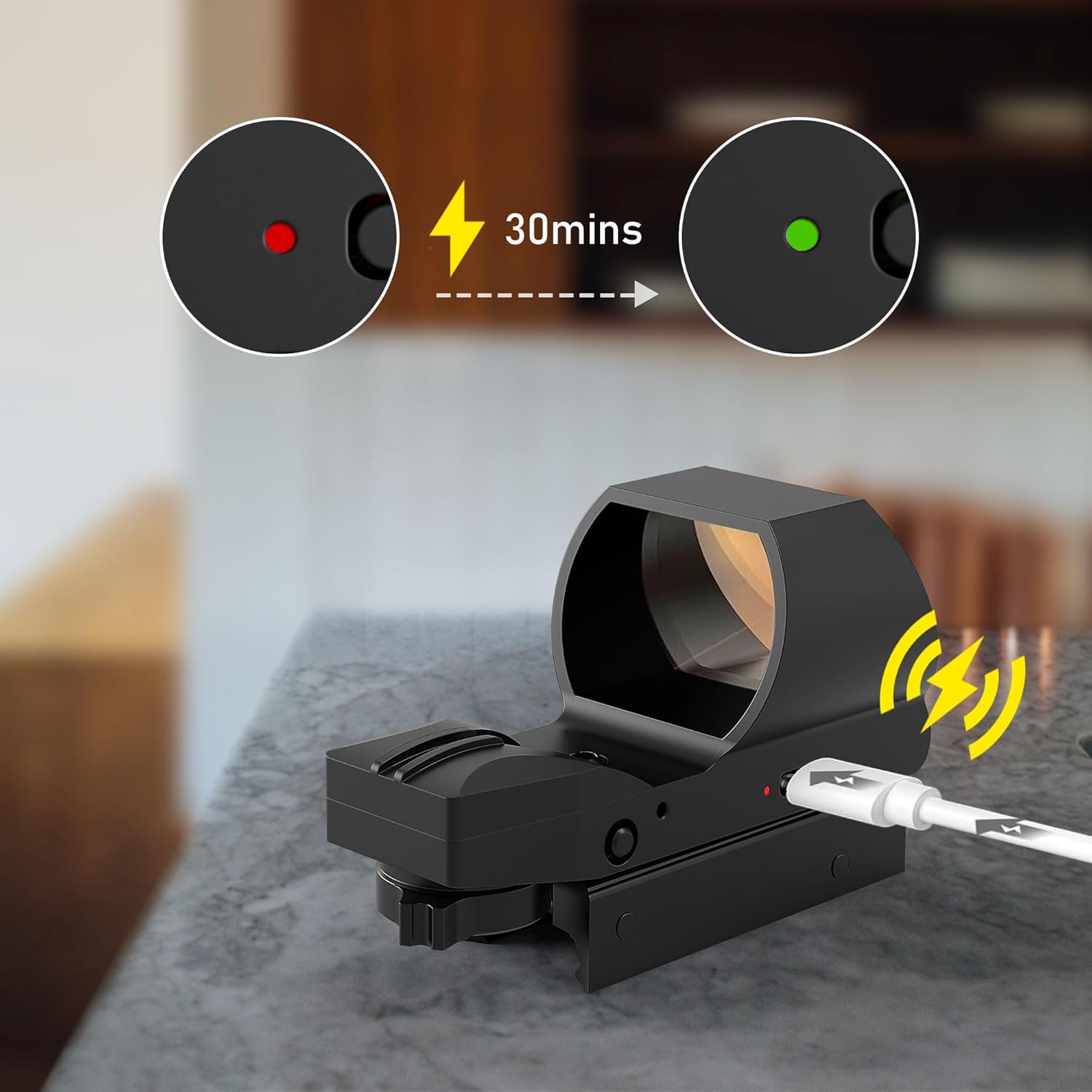 UUQ Rechargeable Reflex Sight - 1x28x40mm Red Dot Optic with Multiple Reticles | Picatinny Rail Compatible