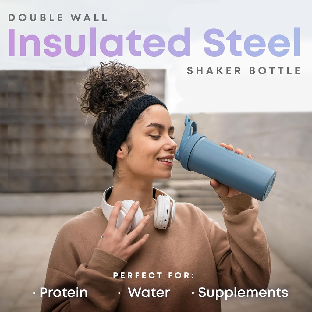 Smartshake Insulated Stainless Steel Blender Shaker Cup - 750ml Double-Walled Vacuum Bottle for Protein Shakes | BPA-Free (Dusty Plum)