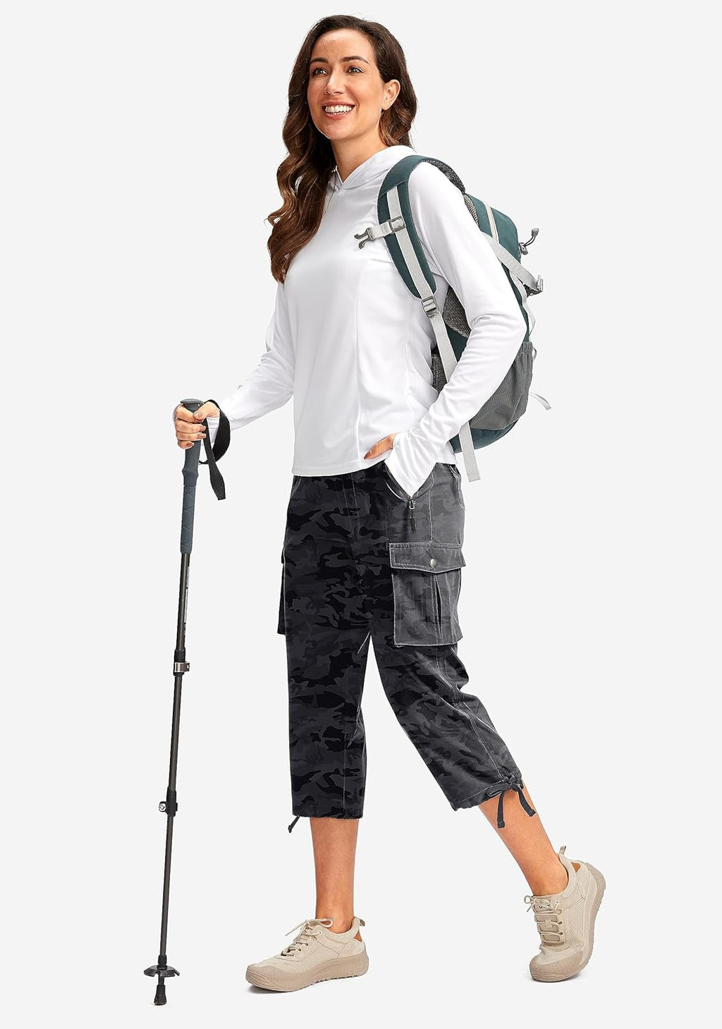 Soothfeel Women's Cargo Capris - Lightweight Quick-Dry Travel & Hiking Pants with 6 Pockets