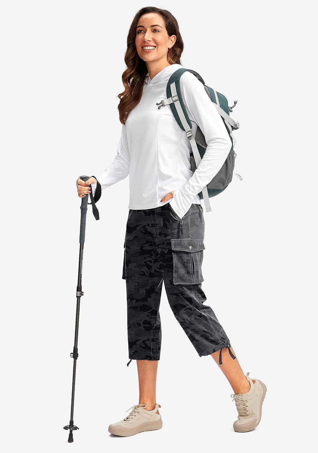 Soothfeel Women's Cargo Capris Pants - Lightweight Quick-Dry Travel & Hiking Wear | 6 Pockets
