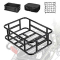 PIREKZUNT Bike Basket, 18"X13"X6" Ebike Rear Basket with Liner,Waterproof Cover,Cargo Net Large Rear Removable Metal Bike Basket, Heavy Duty E Bike Rear Basket