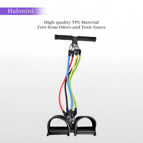 Adjustable Foot Pedal Resistance Band, Durable Foot Pedal Resistance Trainer with Bag. Multifunctional Pedal Puller Resistance Rope with Handles. Fitness Equipment for Women and Men. Black.