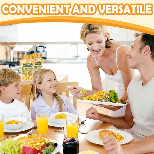 9.5oz Freeze Dried Sweet Corn Kernels – Super Sweet Dehydrated Yellow Corn, Single-Ingredient Vegan Dried Vegetable for Salad, Soup, Stew – Kosher Food for Everyday Meals and Camping