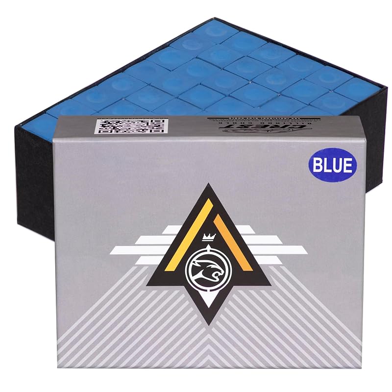 Predator Crest Billiard Chalk 144-ct Blue – Silica-Based Pool Cue Chalk