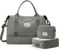 Skiennix Travel Duffle Bag - Stylish Weekender with Shoe Compartment | 3-Piece Set in Olive Green