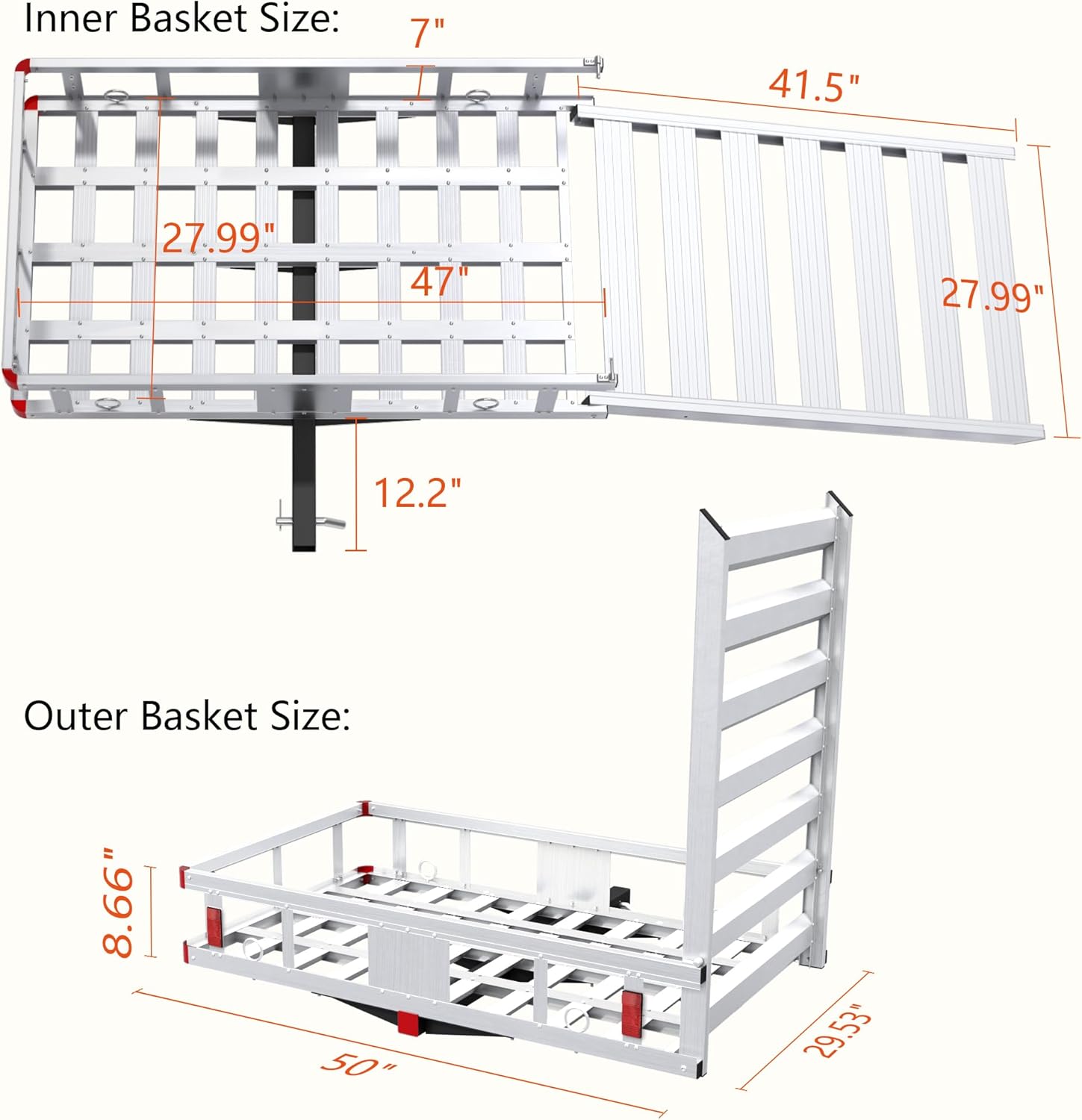 Receiver for SUVs, Trucks, Vans, and Campers - 50" x 29.5" x 8.7