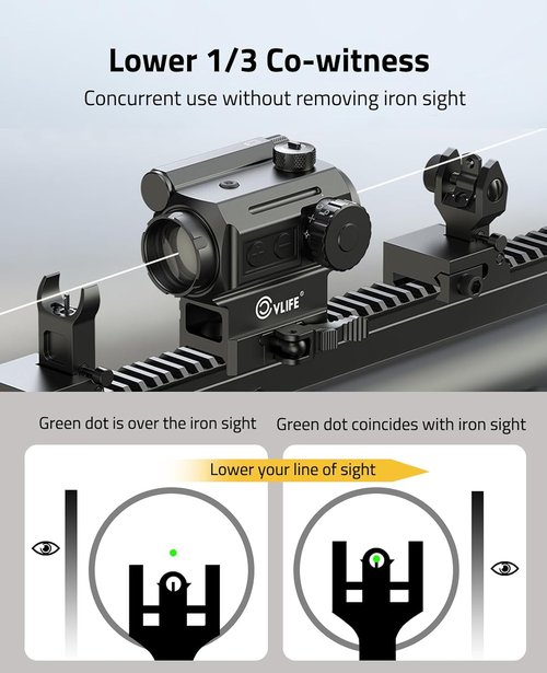 CVLIFE Red/Green Dot Sight - Auto-Brightness Multi-Reticle Scope with Quick Detach | 6 MOA Dot & 43 MOA Circle, IPX7 Waterproof