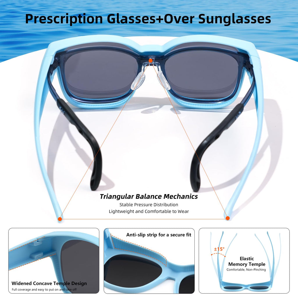 EYEBUDDY Fit Over Glasses Sunglasses for Kids Shades Polarized Sunglasses Oversized Square Sun Glasses Boys & Girls UV Protection