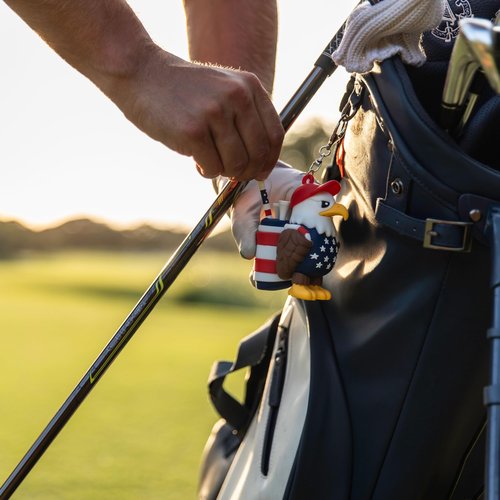 VannyVee Sports Animal Caddy Golf Tee Holder, Silicone Golf Bag Accessory, Holds 4 Tees, Includes 8 Golf Tees, Unisex Adult, Green White Red Black (Eagle Caddy)