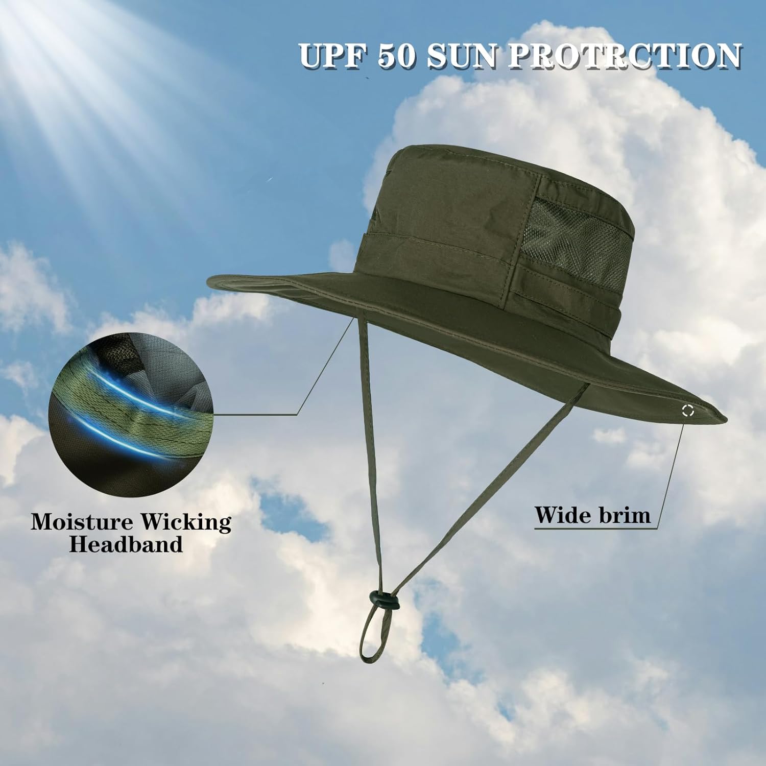Skiennix Sun Hat - UPF 50+ Waterproof Wide Brim Bucket Hat for Fishing, Hiking, Beach | Foldable Design