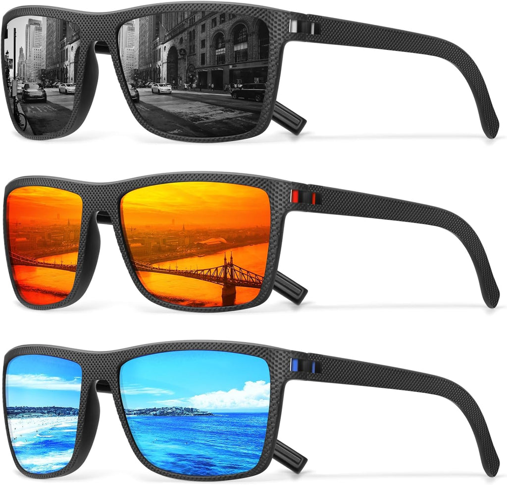 Skiennix Square Polarized Sunglasses - Vintage Style UV Protection | Lightweight Frame for Men