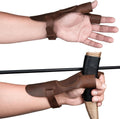Skiennix Reinforced Archery Shooting Glove - Full Grain Leather Hand Guard for Recurve Bow | Wrist & Finger Protector