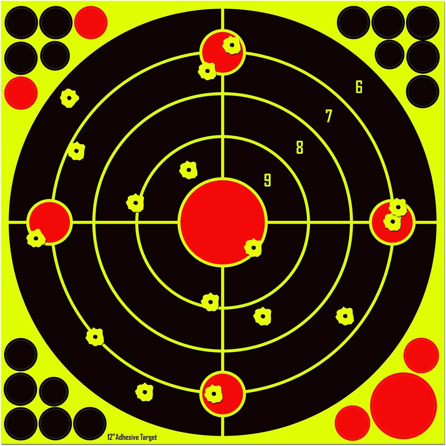 Skiennix Splatter Adhesive Shooting Targets - Reactive Yellow Effect | 12x12 Inch, 10/25/50 Pack