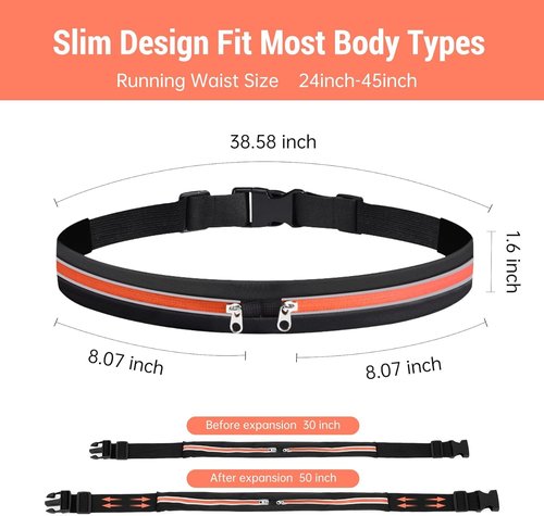 JUMAHE Slim Running Belt - Phone Holder Fanny Pack for Keys & Accessories | Fits All Cell Phones, Orange