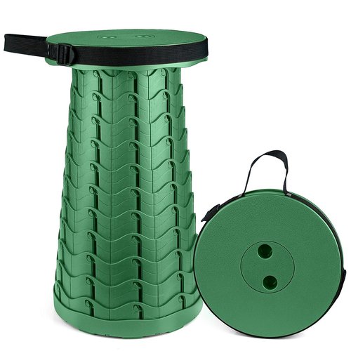Hesanzol Upgraded Collapsible Stool for Adults, Portable Telescoping Foldable Seat Retractable for Camping Garden Hiking Travel, Adjustable Telescopic Max Load 400lbs