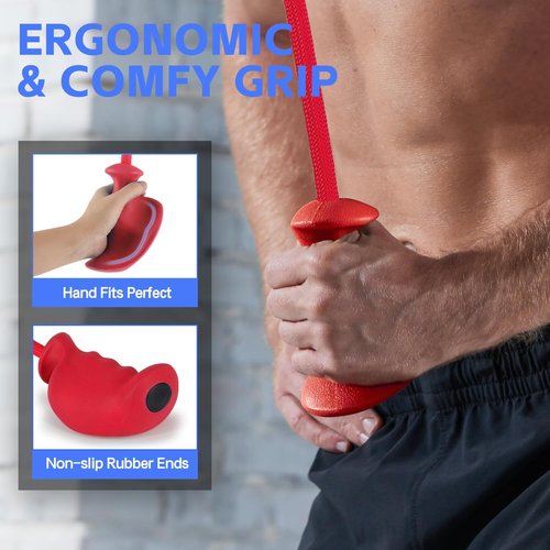 HXD-ERGO Tricep Rope - 36 Inch Ergonomic Handles for Cable Machine | Triceps Pull Down Attachment