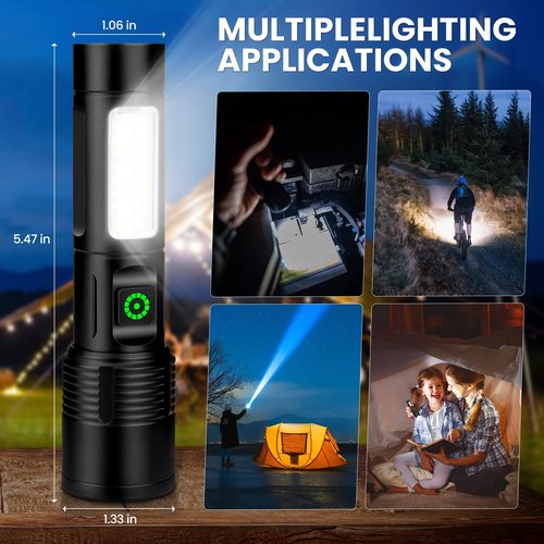 NiaoChao Rechargeable LED Flashlights High Lumens, 99000 Lumens Super Bright Flashlight with 6 Modes, Waterproof Powerful Flash Light Multifunctional Flashlights for Home Camping Hiking(3 Pack)