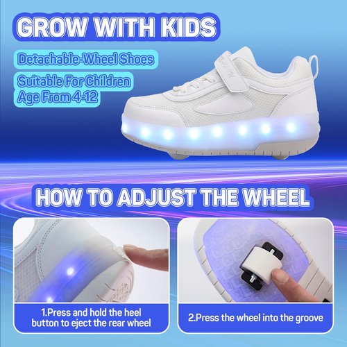 Yogeeft Kids Shoes with Wheels - 4-in-1 Light-Up Roller Skate Shoes with USB Rechargeable Breathable Sneakers for Christmas Birthday Party Gift
