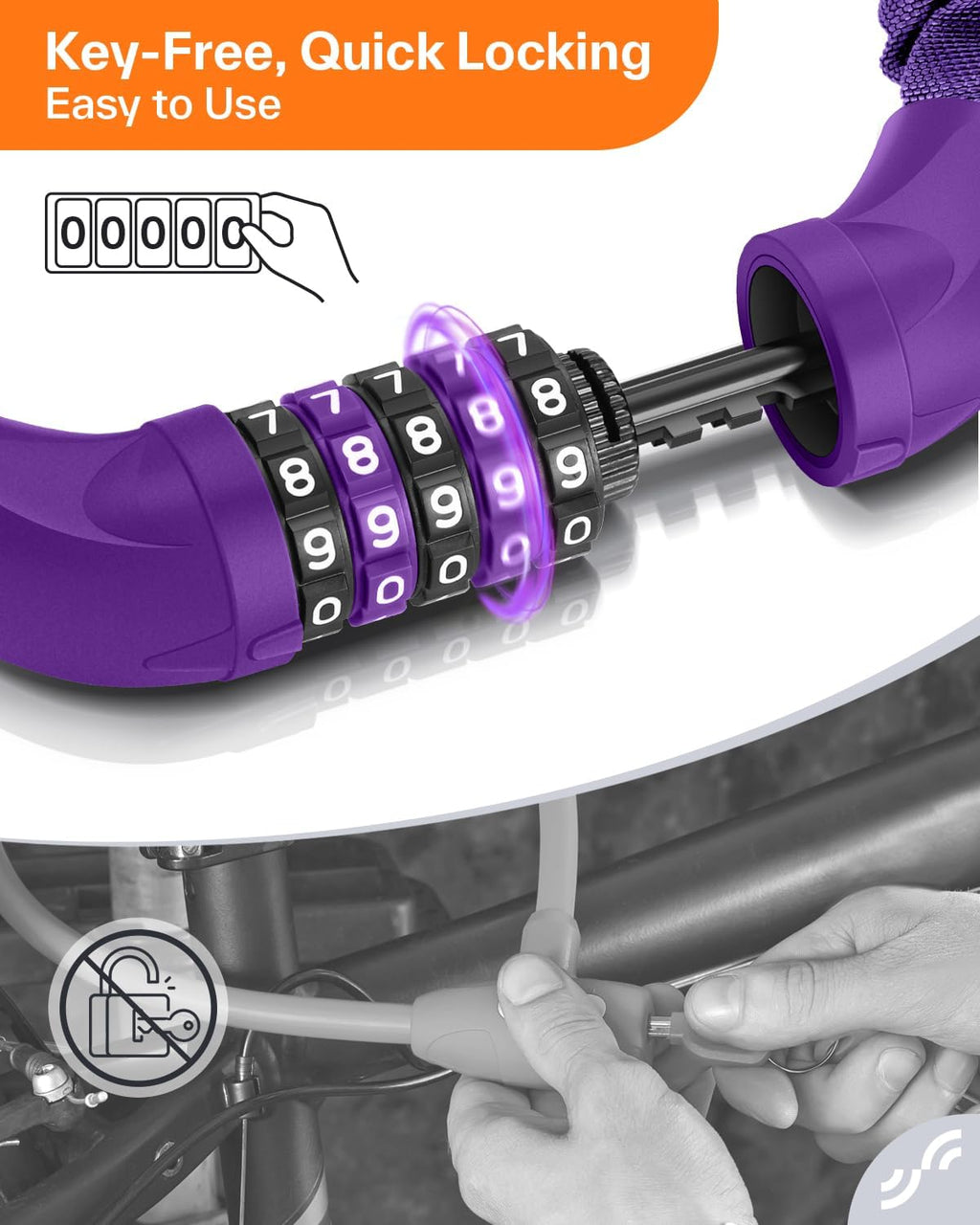 Sportneer Bike Lock - High Security 5-Digit Combination Chain Lock | Keyless, Heavy Duty, 3.2/3.6/4ft, 4/6mm Thick