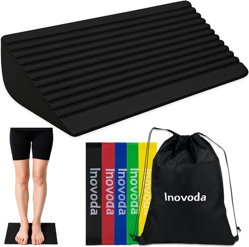 Calf Stretch Board - Slant Board for Effective Calf Stretching & Relief from Plantar Fasciitis | Includes 5 Resistance Bands & Carry Bag