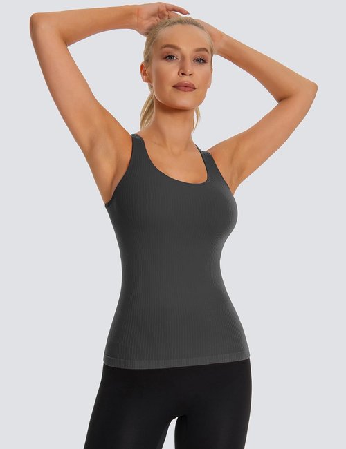 MathCat Seamless Workout Tank Top - Padded Racerback Yoga Camisole for Women (XS-2XL)