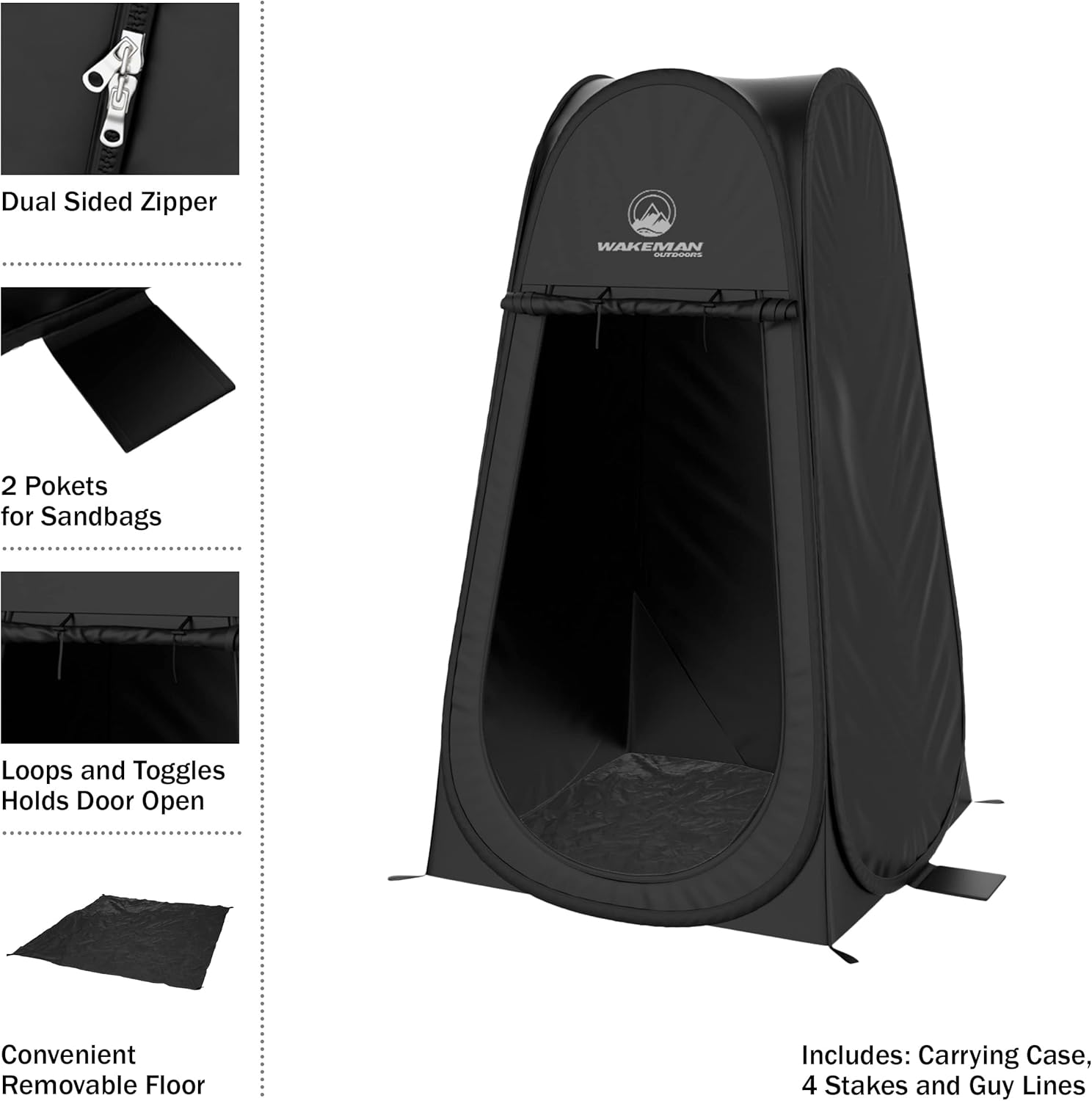Wakeman Pop-Up Changing Tent - Portable Shower & Dressing Room | 3.3 x 3.3 x 6.2ft, Carry Bag Included