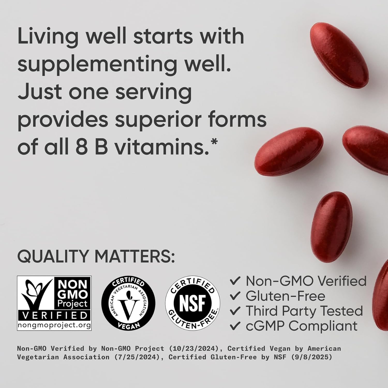 Sports Research® Vitamin B-Complex - Methylated B12 & Folate for Energy Support - 60 Vegan Softgels