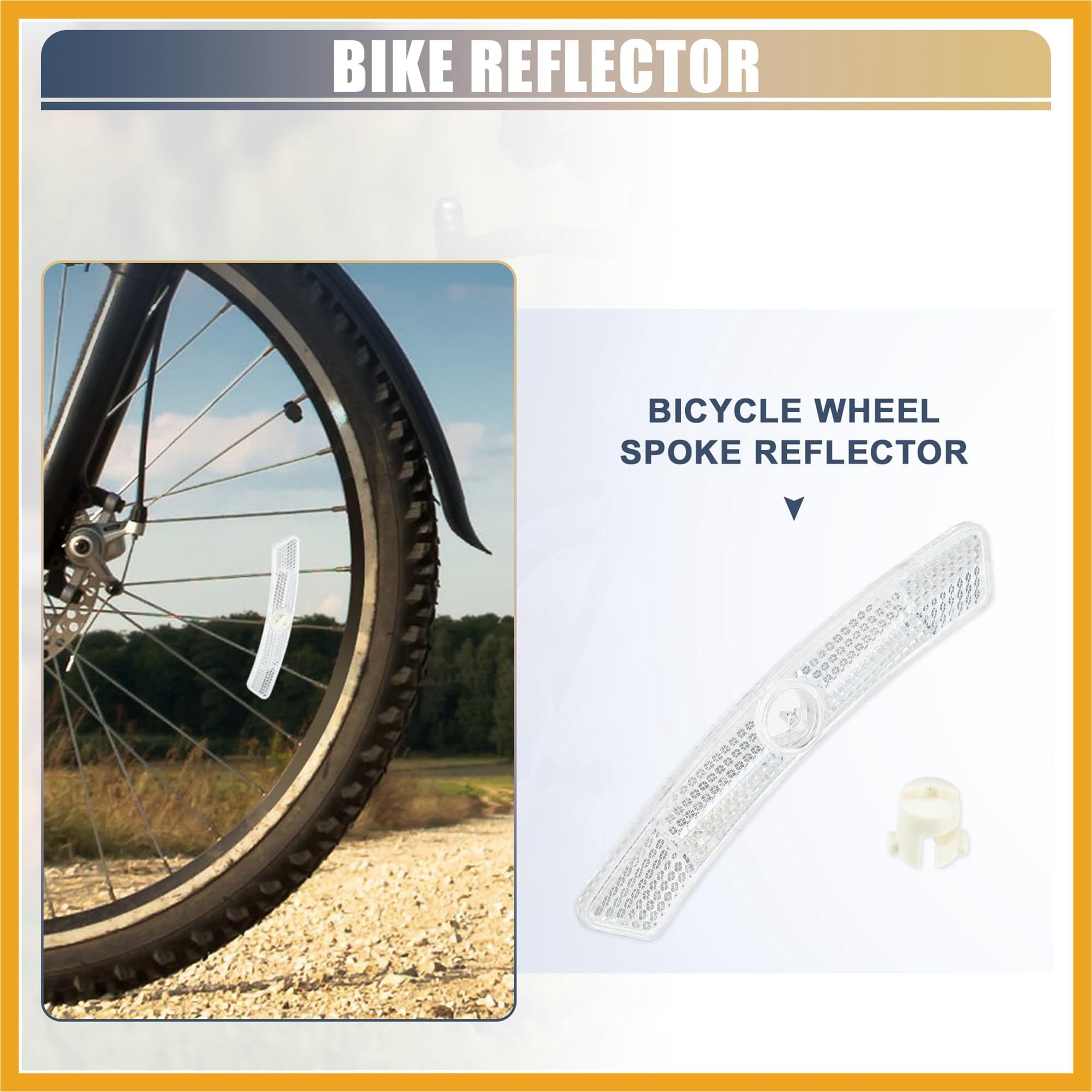 Partuto Bike Reflectors 5"x0.79"x0.47" Bike Warning Reflector White 1 Pair Replacement