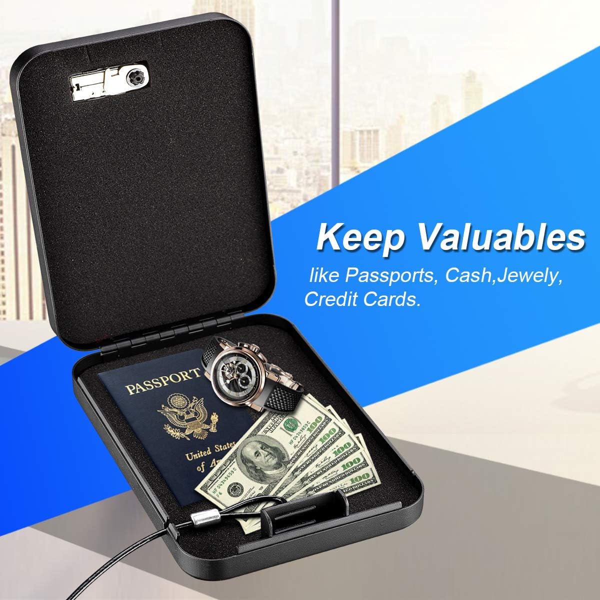 Younion Pistol Safe - Portable Handgun Lock Box for Travel & Cars | Compact Black Design