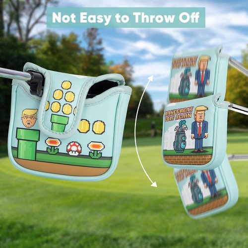 Golf Club Covers Funny Putter Cover Driver Cover Fariway Wood Headcover Hybrid Head Cover Leather Mallet Putter Headcover Golf Headcovers for Protect Most Brand (for Mallet Putter)