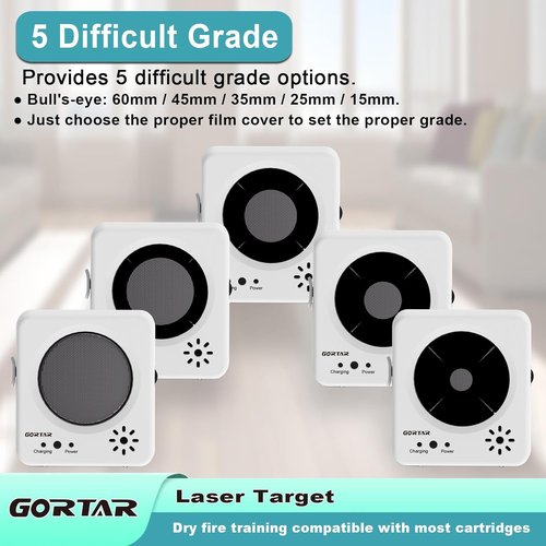 GORTAR 9mm Training Dummy Rounds (12 pcs) & Portable Laser Target Kit – Enhance Shooting Skills with Dry-Fire Practice and Real-Time Accuracy Feedback