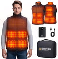 Soleilwear Mens Heated Vest with 12000mAh Battery, 9 Heated Zones Lightweight Rechargeable Vest for Camping Ski Outdoor