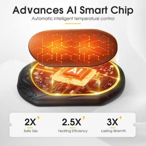 AI Hand Warmers - Rechargeable 2-Pack with Smart Chips | 20 Hours of Safe Heat for Outdoor Activities