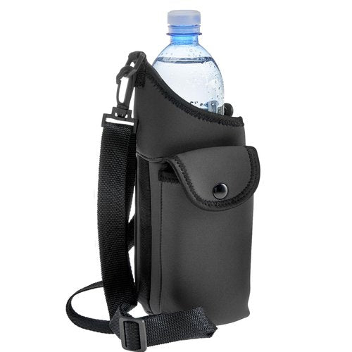 Smooth Trip AquaPockets Neoprene Water Bottle Holder with Strap - Neoprene Sling Bag with Water Bottle Holder, Phone Pouch and Adjustable Strap for Walking and Hiking - Fits up to 32 oz. Bottles