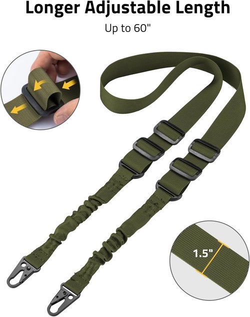 CVLIFE Two Point Rifle Sling - Adjustable Length with Removable Shoulder Pad & 2 Pack Swivels