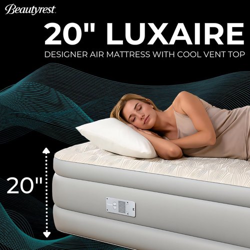 Beautyrest Luxaire Full Size Luxury Air Mattress - 20 Inch Height, Cool Vent Top & Smart Pump