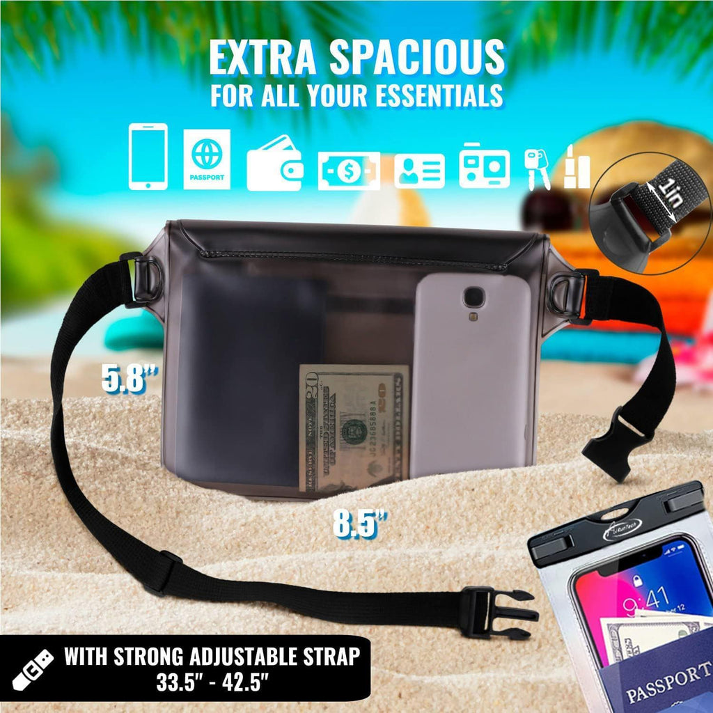 AiRunTech Waterproof Fanny Pack - IPX8 Dry Bag with Phone Pouch for iPhone 16/15/14/13/12/11 Pro Max | Perfect for Snorkeling, Beach, and Swimming