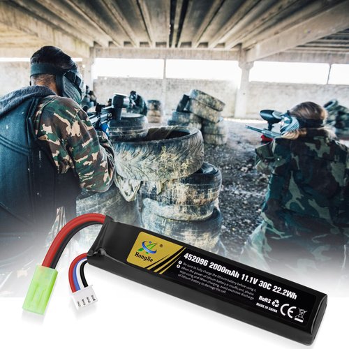 Crazepony 11.1V Airsoft Battery Rechargeable 3S LiPo 2000mAh 30C Hobby Battery with Mini Tamiya & JST XH Connector for Airsoft Model Rifle RC Car Drone