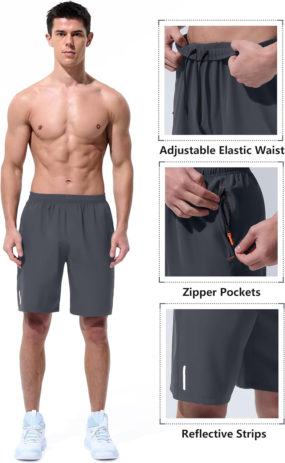 UIQUR Men's Athletic Shorts - Quick Dry Lightweight Workout & Running Shorts with Zipper Pockets | 7"/9" Options