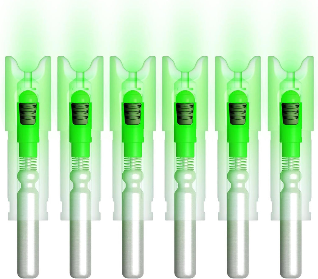 Skiennix Lighted Nocks for Crossbow - ON/OFF Switch Arrow Nocks for Archery Hunting | 6 Pack, .300 ID