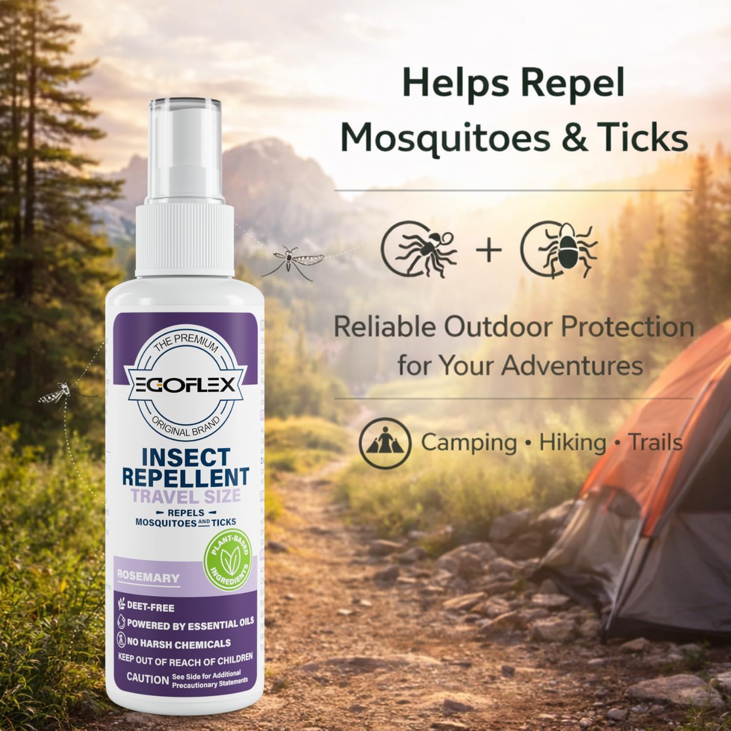 Skiennix Mosquito Repellent Spray - DEET-Free Essential Oil Formula - Travel Size 3 Fl Oz - Rosemary Scent