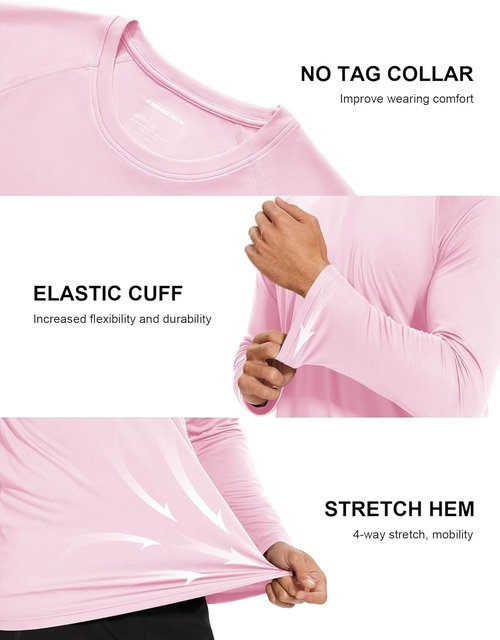 MAGCOMSEN Men's Long Sleeve Athletic Shirts - UPF 50+ UV Sun Protection for Hiking & Running