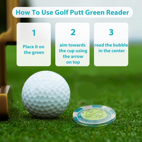 OlibaDu Golf Green Reader, Golf Ball Marker with High Precision Green Reading Aid, Poker Chip Style Bubble Level - Golf Accessories for Men